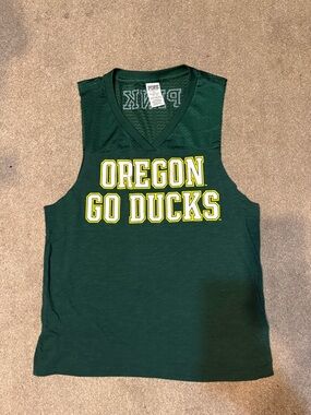 PINK Victoria's Secret Green Oregon Ducks Graphic Muscle Tank Top Size M